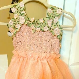 Joyfolie dress, pink tulle skirt, sequins zip back, beautiful appliqué. New.